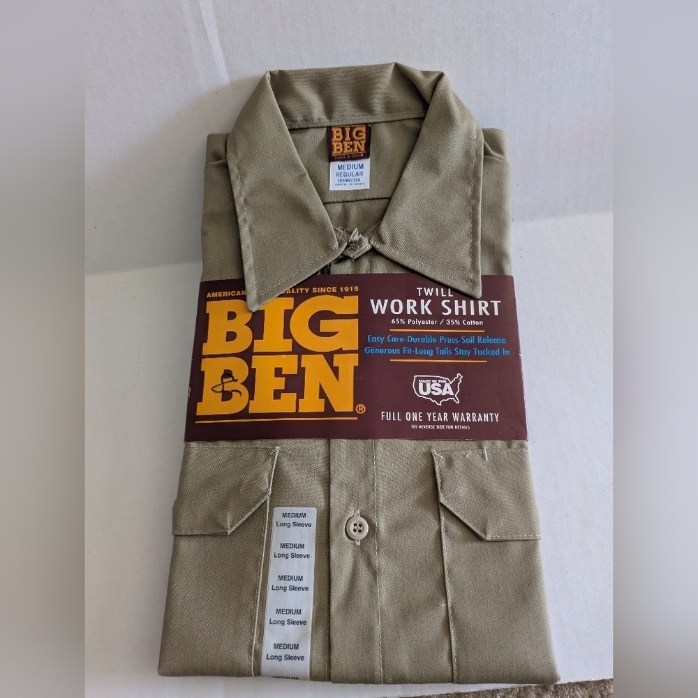 Vintage Big Ben by Wrangler Work Shirt. Medium Long Sleeve. Twill.